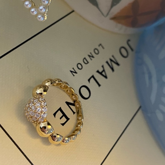 18K Real Gold Bubble Ring with Stone - Picture 8 of 16